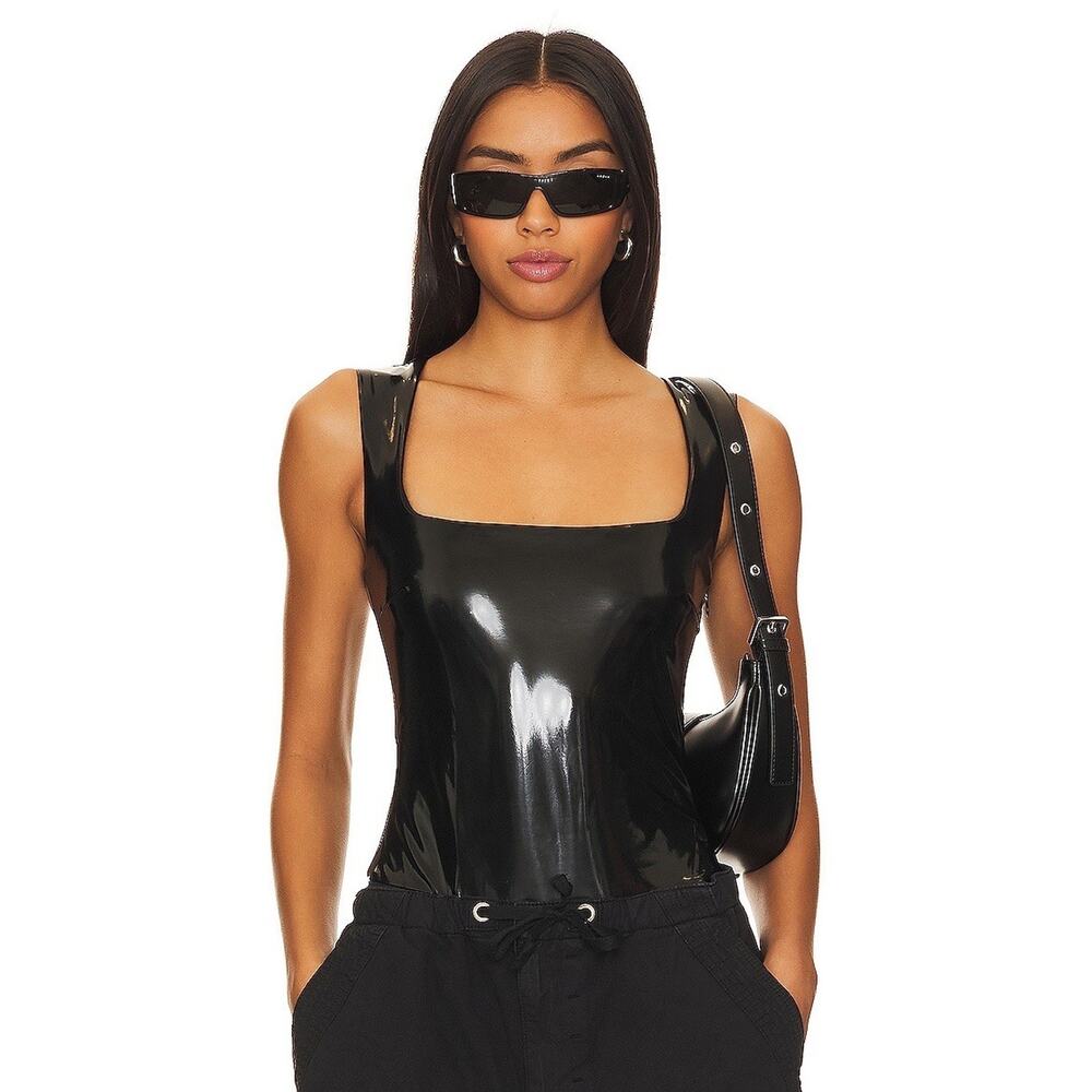 Women’s Superdown Brielle Faux Leather Bodysuit Size S